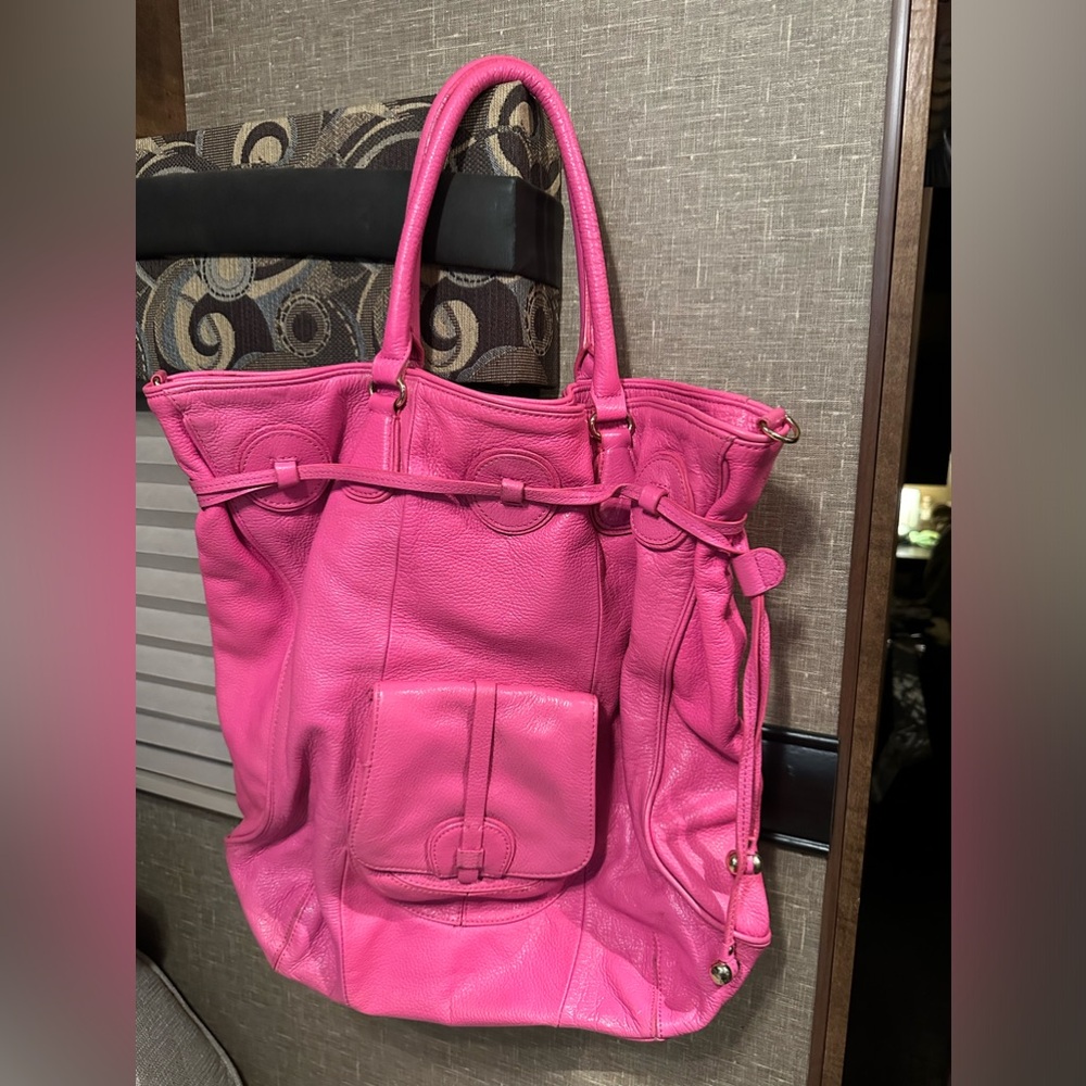 Isaac Mizrahi Hot Pink Leather Tote